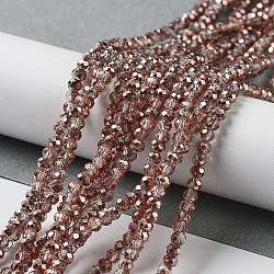 Electroplate Glass Bead Strands, Half Copper Plated, Faceted, Rondelle, Clear, 3x2mm, Hole: 0.5mm, about 147pcs/strand, 13 inch(EGLA-J047-3x2mm-H32)