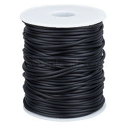 1 Roll Hollow Pipe PVC Tubular Synthetic Rubber Cord, Wrapped Around White Plastic Spool, Black, 2mm, Hole: 1mm, about 54.68 Yards(50m)/roll(RCOR-SC0001-01A)