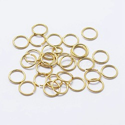 925 Sterling Silver Open Jump Rings, Round Rings, Golden, 7x0.9mm, Inner Diameter: 5mm, about 80pcs/10g(STER-F036-02G-0.9x7mm)