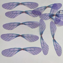 Atificial Craft Chiffon Butterfly Wing, Handmade Organza Dragonfly Wings, Gradient Color, Ornament Accessories, Indigo, 19x83mm(FIND-PW0001-029-A08)