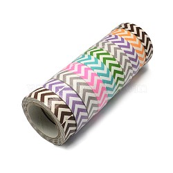 Self Adhesive Single Face Chevron Pattern Printed Cotton Ribbon, Mixed Color, 5/8 inch(15mm), about 4.37yards/roll(4m/roll), 10rolls/group(OCOR-S070-1.5cm-M)