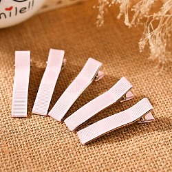 Alloy Alligator Hair Clip, with Wrap Cloth, Hair Accessories for Girls, Rectangle, White, 48x8mm, about 95~100pcs/bag(OHAR-PW0001-125A-02)