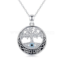 Gothic Alloy Rhinestone Tree of Life Pendant Necklaces for Women, Platinum, 17.72 inch(45cm)(PW-WG4F1F7-01)