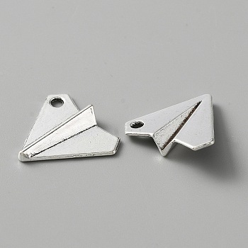 Tibetan Style Alloy Pendants, Paper Plane, Antique Silver, 17x18.5x3.5mm, Hole: 2mm