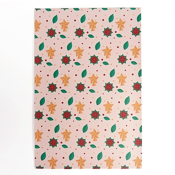 Christmas Theme Printed PVC Leather Fabric Sheets, for DIY Bows Earrings Making Crafts, Misty Rose, 30x20x0.07cm