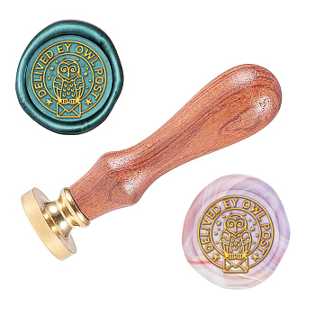 Wax Seal Stamp Set, Sealing Wax Stamp Solid Brass Head,  Wood Handle Retro Brass Stamp Kit Removable, for Envelopes Invitations, Gift Card, Owl Pattern, 83x22mm