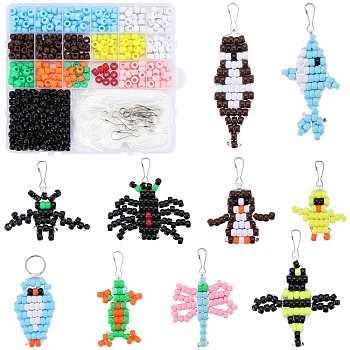 SUNNYCLUE DIY Animal Keychain Making Kit, Including Resin & Plastic Bead, Iron Keychain Clasp Findings & Split Key Rings, Mixed Color, 550Pcs/box