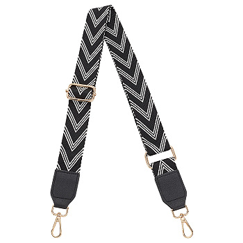 Arrow Pattern Polyester Adjustable Webbing Bag Straps, with Alloy Swivel Clasp, Light Gold, 77~126cm