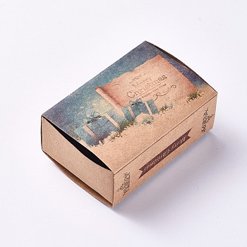 Creative Portable Foldable Paper Drawer Box, Jewelry Candy Wedding Party Gift Packaging Boxes, Rectangle, Christmas Theme, Colorful, Box: 8.4x6x3cm