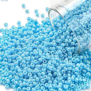 TOHO Round Seed Beads, Japanese Seed Beads, (403) Opaque AB Blue Turquoise, 11/0, 2.2mm, Hole: 0.8mm, about 5555pcs/50g