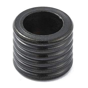 304 Stainless Steel European Beads, Large Hole Beads, Grooved Column, Black, 8x6.5mm, Hole: 5mm