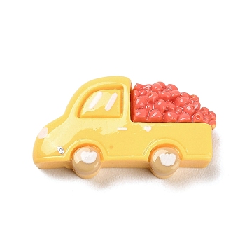 Opaque Resin Cabochons, Cartoon Spring Travel Cabochons, Truck, 17x29x6mm