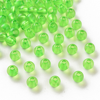 Transparent Acrylic Beads, Round, Lawn Green, 6x5mm, Hole: 1.8mm, about 4400pcs/500g