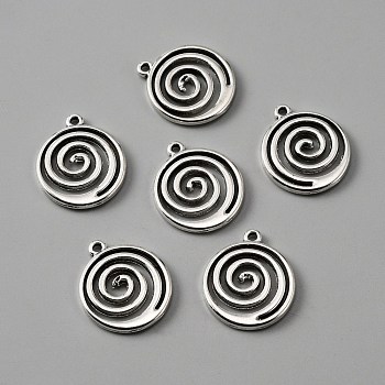 Tibetan Style Alloy Pendants, Vortex Charms, Antique Silver, 19.5x17x2mm, Hole: 1.2mm
