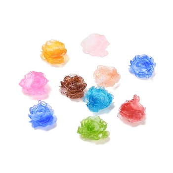 Luminous Translucent Resin Decoden Cabochons, Glow in the Dark Flower, Mixed Color, 7x3mm