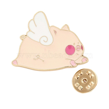 Cartoon Pig Enamel Pins(JEWB-S032-04G-G)-2