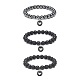 3Pcs 3 Style Natural Black Agate(Dyed) & Lava Rock & Synthetic Hematite Round Beaded Stretch Bracelets Set(BJEW-JB08897)-1