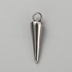 304 Stainless Steel Charms, Spike/Cone Charms, Stainless Steel Color, 14x4mm, Hole: 1.4mm(X-STAS-WH0029-84A-P)