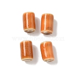 Handmade Porcelain Beads, Column, Fancy Antique Glazed Porcelain, Chocolate, 10~11x6.5~7mm, Hole: 2~2.2mm(PORC-P031-01B)