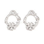 304 Stainless Steel Pendants, Ring & Clover & Leaf Charms, Cut-Out, Stainless Steel Color, 19x15x1.5mm, Hole: 1.3mm(STAS-F366-03P)