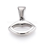 303 Stainless Steel Pendants, Lip Charms, Stainless Steel Color, 11x14.5x2.5mm, Hole: 6.5x2.8mm(STAS-Q110-08P)