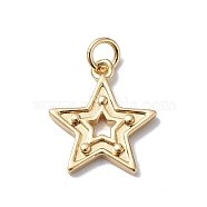 Brass Pendants, Cadmium Free & Lead Free, Long-Lasting Plated, with Jump Ring, Star Charm, Real 18K Gold Plated, 15.5x14x2mm, Hole: 3mm(KK-E003-14G)