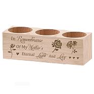 3 Hole Wood Candle Holders, Rectangle, Mother's Day Theme, Flower, 5.5x15x4.5cm(DIY-WH0375-001)