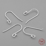 925 Sterling Silver Earring Hooks, Silver, 15x9mm, Hole: 2mm, 21 Gauge, Pin: 0.7mm(STER-G011-17)