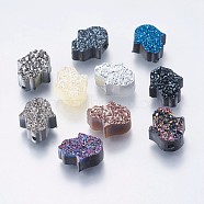 Imitation Gemstone Resin Beads, Hamsa Hand/Hand of Fatima/Hand of Miriam, Mixed Color, 10.5x13x5~5.5mm, Hole: 1.5mm(RESI-P010-A)