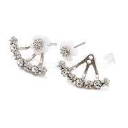 Alloy Glass Rhinestone Stud Earrings, Resin Flower Front Back Stud Earrings for Women, Platinum, 19x12mm(EJEW-B051-01P)