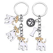 WEWAYSMILE 2 pcs Dog Keychain Car Keychain Pet Pendant Key-Ring Lovely Dog Key-ring Portable Metal Keychain Gift for Pet Lover Birthday Puppy Theme Party Supplies (Jack Dog), Platinum, 9.6x2.15cm(JX796A)