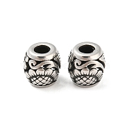 316 Surgical Stainless Steel  Beads, Flower, Antique Silver, 9x9.5mm, Hole: 4mm(STAS-Q304-48AS)