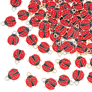 60Pcs 2 Colors Alloy Enamel Pendants, Ladybug Charm, Platinum & Golden, 19x16x1.5mm, Hole: 2.5mm, 30pcs/color(ENAM-HY0001-27)