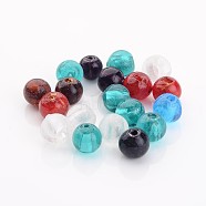Handmade Silver Foil Glass Beads, Round, Mixed Color, 10mm, Hole: 1~2mm(X-FOIL-R054-10mm-M)