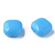 Opaque Acrylic Beads, Square, Deep Sky Blue, 15x15x7.5mm, Hole: 1.2mm, about 375pcs/500g(MACR-S373-147-A09)