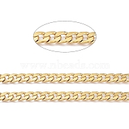 Ion Plating(IP) 304 Stainless Steel Cuban Link Chains, Chunky Chains, Unwelded, with Spool, Golden, Link: 10x7x1.8mm, about 32.8 Feet(10m)/roll(CHS-D032-02G)