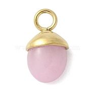 304 Stainless Steel Natural Rose Quartz Pendants, Acorn Charms, Real 18K Gold Plated, 15.5~16x9~9.5x5~6mm, Hole: 3mm(STAS-L277-07G-03)