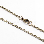 Vintage Iron Cable Chain Necklace Making for Pocket Watches Design, with Lobster Clasps, Antique Bronze, 31.5 inch, 3mm(MAK-M001-AB)