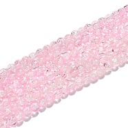Crackle Glass Beads Strands, Round, Pink, 6mm, Hole: 1.3~1.6mm, about 133pcs/strand, 31.4 inch(X-CCG-Q002-6mm-01)