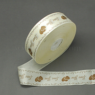 Wedding Ribbon, Single Face Satin Ribbon, Polyester Ribbon, Nice for Wedding Decoration, Valentine's Day, Heart with Love, Creamy White, 1 inch(25mm), 100yards/roll(91.44m/roll)(SRIB-S006-25mm-9)