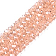 Electroplate Glass Beads Strands, Pearl Luster Plated, Faceted, Rondelle, Dark Salmon, 3.5~3.8x3mm, Hole: 0.4mm, about 113~115pcs/strand, 32.5~33cm(EGLA-A044-T3mm-A21)