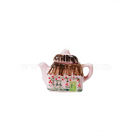 Porcelain Miniature Teapot Ornaments, Micro Landscape Garden Dollhouse Accessories, Pretending Prop Decorations, Misty Rose, 32x24mm(PORC-PW0001-051)