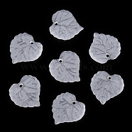 Transparent Frosted Acrylic Leaf Charms, Snow, 16x15x2.5mm, Hole: 1.4mm(FACR-ZX003-01F)
