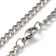 304 Stainless Steel Cuban Link Chain Necklaces for Men, Stainless Steel Color, 21.77 inch(55.3cm), link: 5x3.5x1mm(NJEW-B117-01B-P)