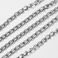 Oxidated Aluminium Twisted Chains Curb Chains, Unwelded, Silver, about 3.5 wide, 6mm long(X-CHA001)