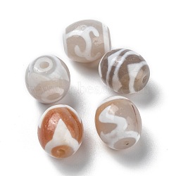 Tibetan Style dZi Beads, Natural Agate Beads, Dyed, Barrel, Mixed Patterns, 16~17x14.5~15mm, Hole: 1.8~2mm(TDZI-D009-04A)
