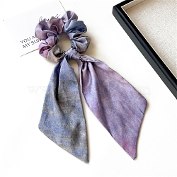 Oil Painting Cloth Hair Accessories, Hair Ties for Girls or Women, Scrunchie/Scrunchy Hair Ties, Medium Purple, 240x165mm(PW-WG70012-02)