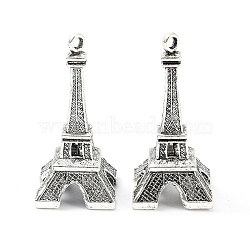 Tibetan Style Alloy Pendant, Eiffel Tower, Lead Free & Cadmium Free, Antique Silver, 48x22x22mm, Hole: 3mm(TIBE-M001-06C-AS)