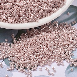 MIYUKI Delica Beads, Cylinder, Japanese Seed Beads, 11/0, (DB1535) Opaque Pink Champagne YellowCeylon, 1.3x1.6mm, Hole: 0.8mm, about 10000pcs/bag, 50g/bag(SEED-X0054-DB1535)