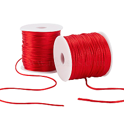 Elite 2 Rolls 2 Style Nylon Thread, Rattail Satin Cord, Red, 1~1.5mm, 1 roll/style(NWIR-PH0001-90)